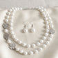 White Pearl Lucky Charm Layered Necklace Set