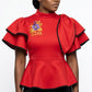 DST Red Large Violet Peplum Top