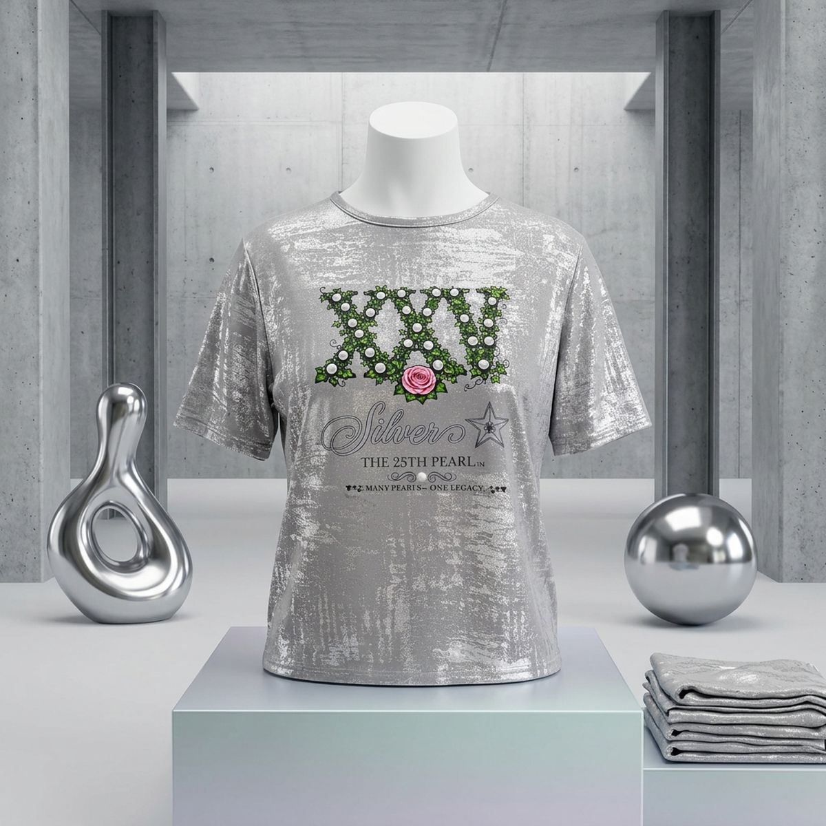 Small AKA Silver Soror 25th Pearl Metallic Tee