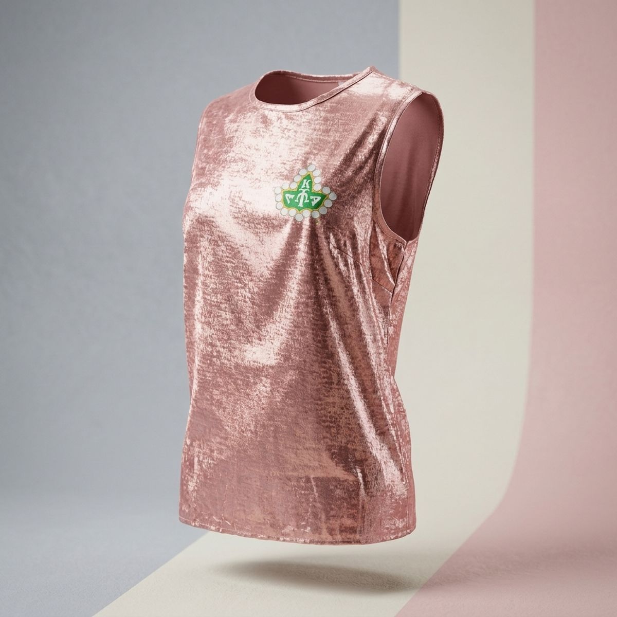 3XL AKA Ivy Leaf Pink Metallic Sleeveless Top
