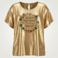 2XL AKA Golden Soror Metallic Short Sleeve Top