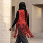 DST Crest X-Large Red Faux Suede Long Fringe Vest