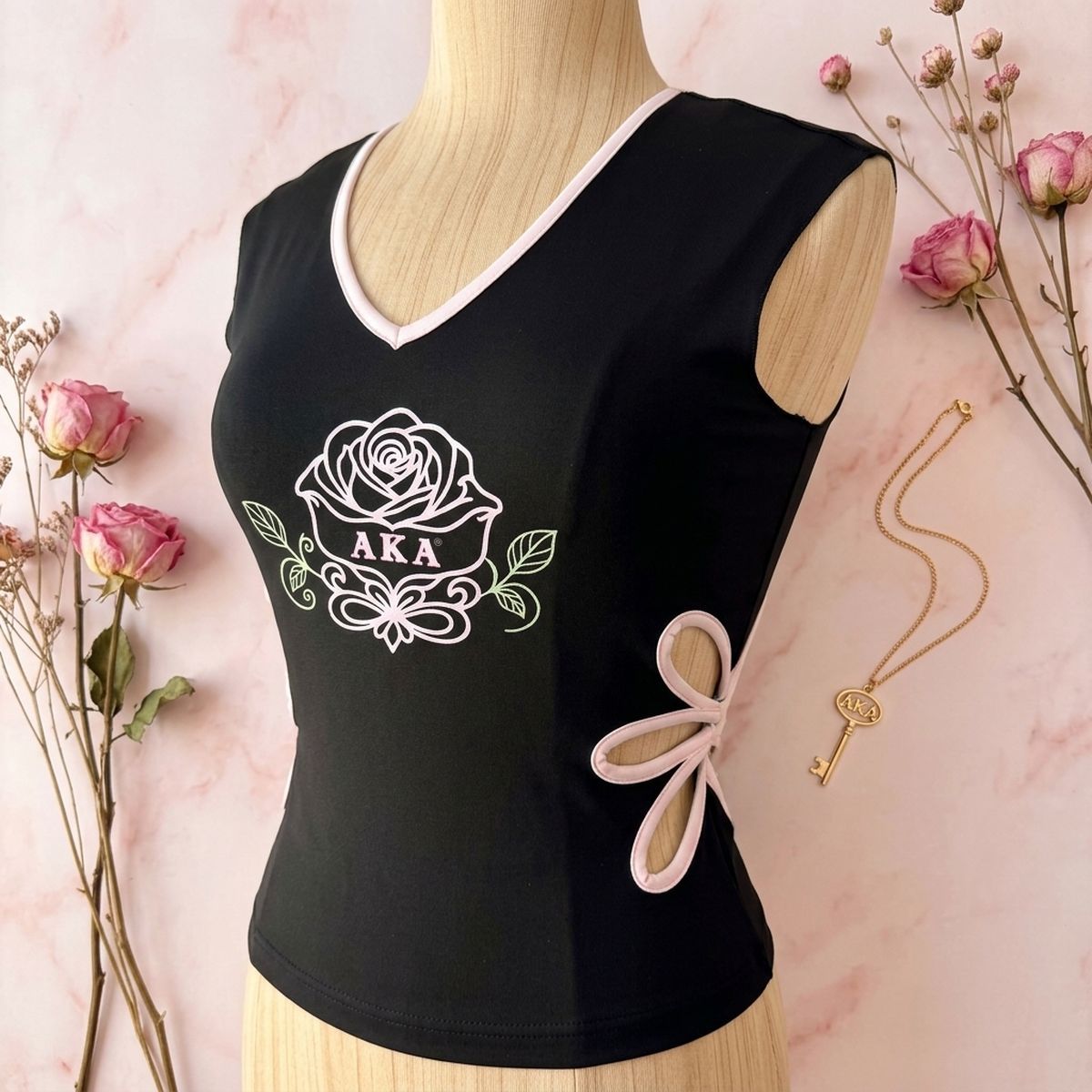 AKA X-Large Black Flower Cut Out Sleeveless Top