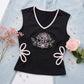 AKA Large Black Flower Cut Out Sleeveless Top