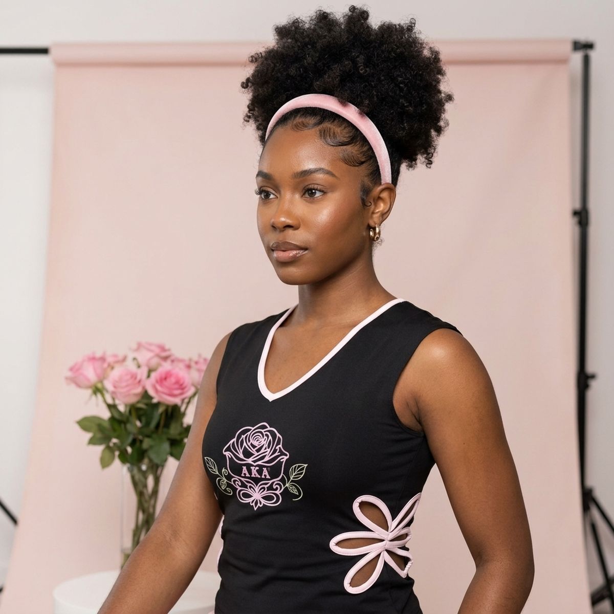 AKA X-Large Black Flower Cut Out Sleeveless Top