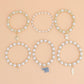 Bracelet White Pearl Gold Bead Animal Charm Set