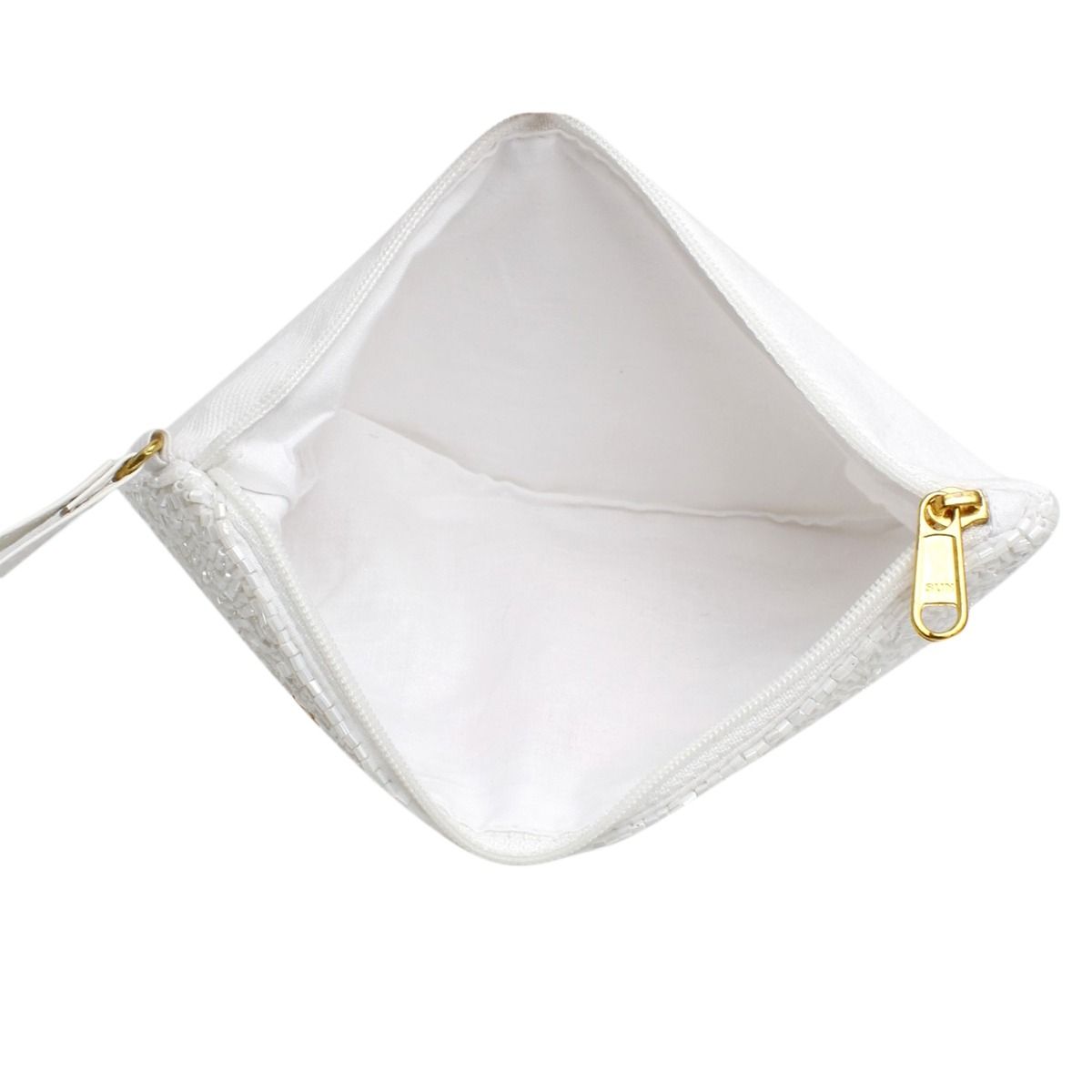 Wristlet White and Pink Cowgirl Bead Zipper Pouch