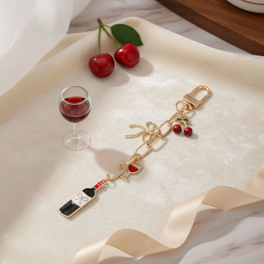 Keychain Red Wine Lovers Charms Bag Clip