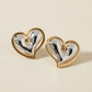 Stud Two Tone Silver Gold Chubby Heart Earrings