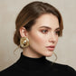Stud Gold Organic Oval Domed Metal Earrings