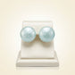 Aqua Pearlescent Domed Round Stud Earrings