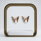 Opulent Gold Butterfly Cream Pearl Stud Earrings