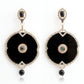 Black and Gold Crystal Medallion Drop Earrings