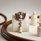 Egyptian Gold Scarab Ivory Dangle Brooch Pin