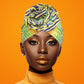 Turban Pre-Tied Flower Yellow Blue Zebra Women