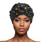 Turban Pre-Tied Donut Black Monogram Print Women