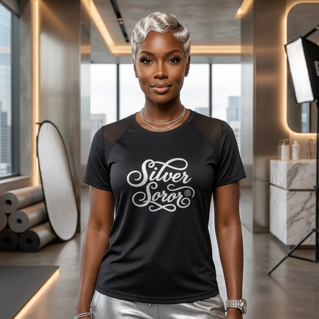 AKA XLarge Silver Soror Black Athletic Tee