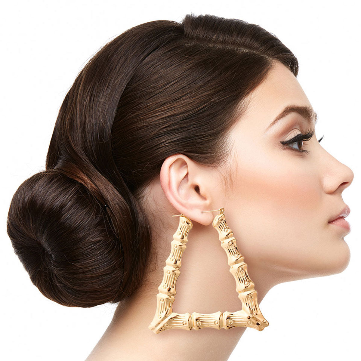 Triangle Bamboo Hoop Earrings