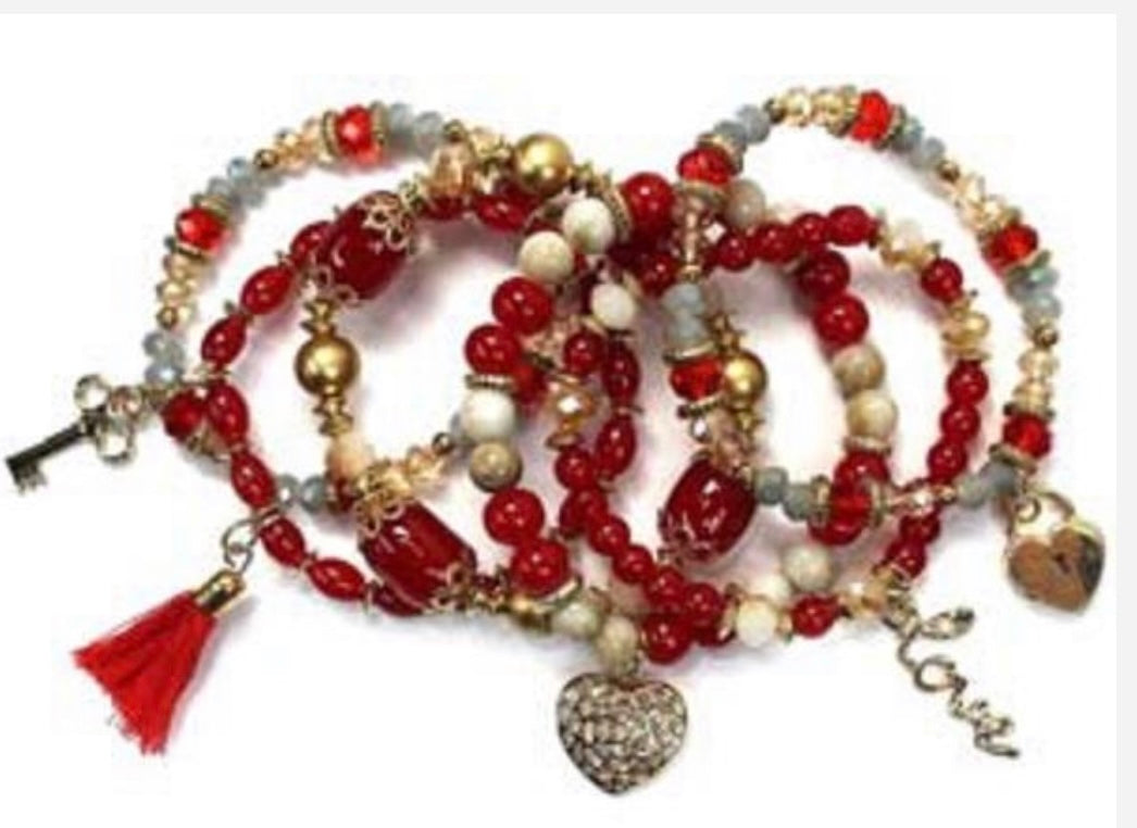 Red bracelet stack