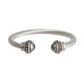 Gray Pearl Silver Stud Cable Bangle