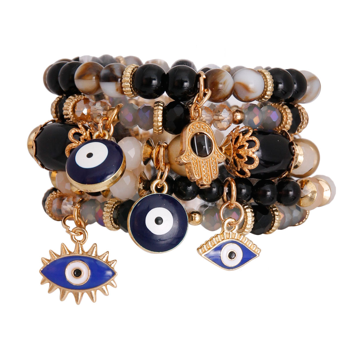 Black Glass Bead Evil Eye Bracelets