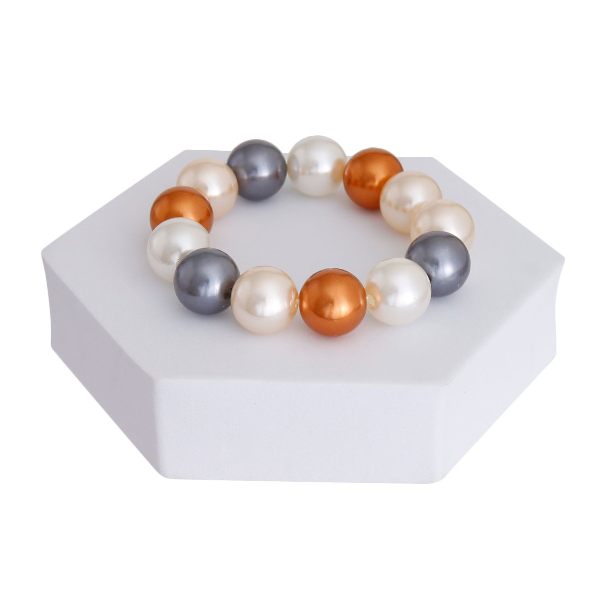 Gold and Cream Bubble Gum Pearl Bracelet