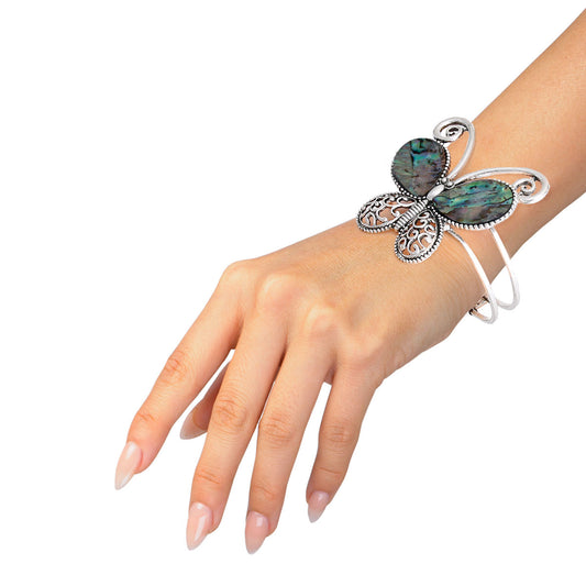 Abalone Butterfly Hinge Cuff