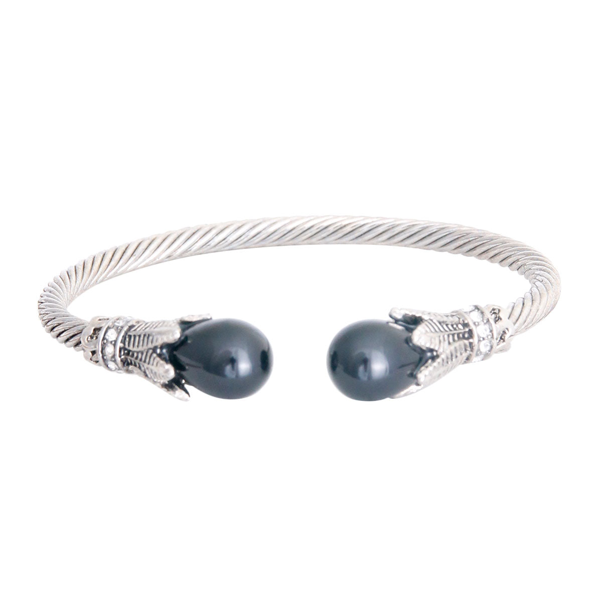 Black Pearl Leaf Cable Bangle