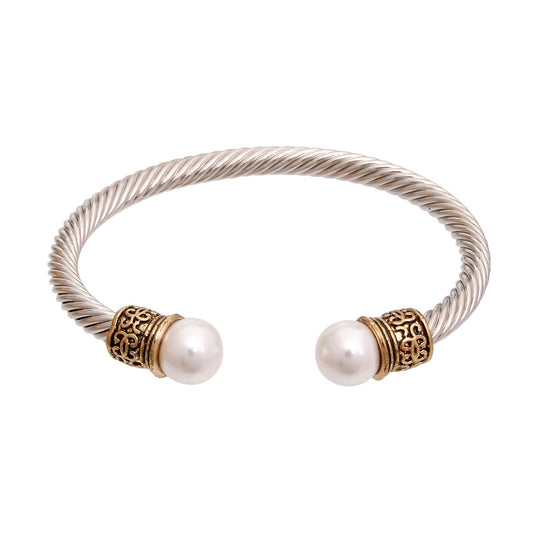 Designer White Pearl Cable Classic Bangle