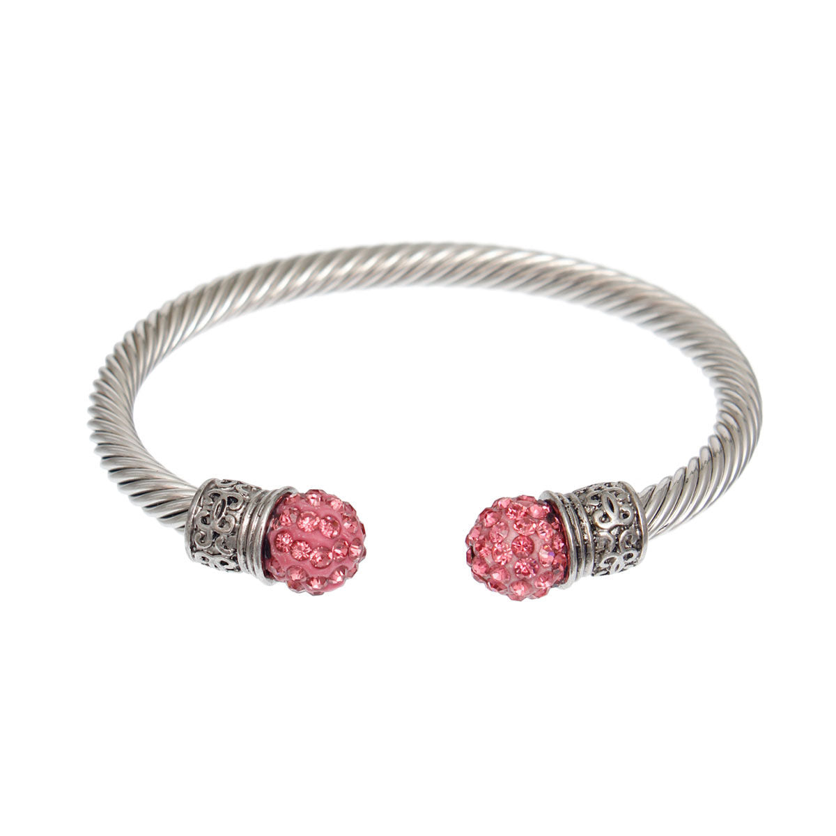 Fuchsia Rhinestone Cable Bangle