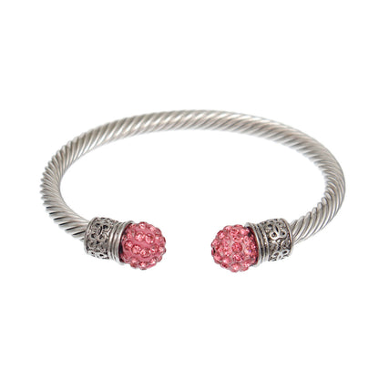 Fuchsia Rhinestone Cable Bangle