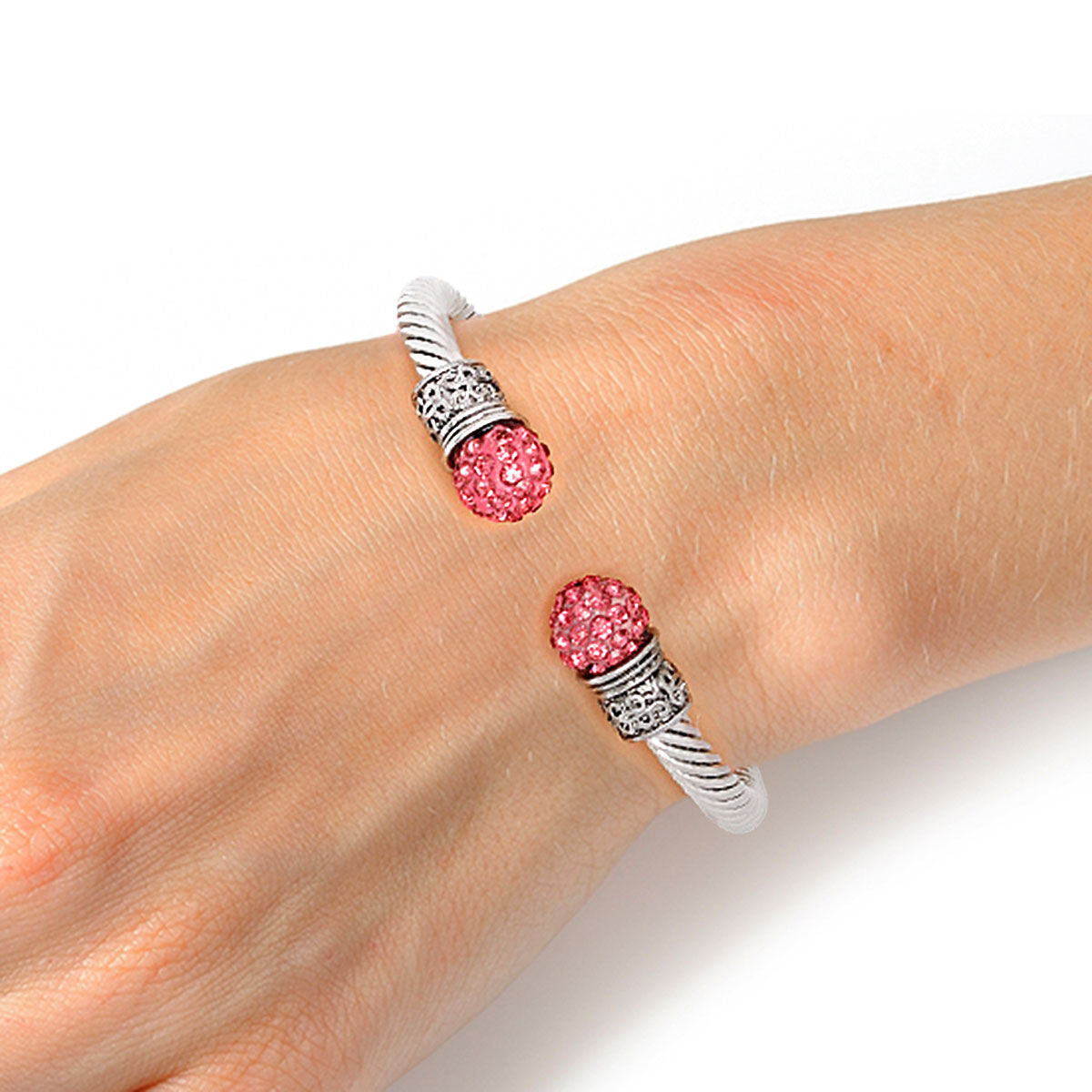 Fuchsia Rhinestone Cable Bangle