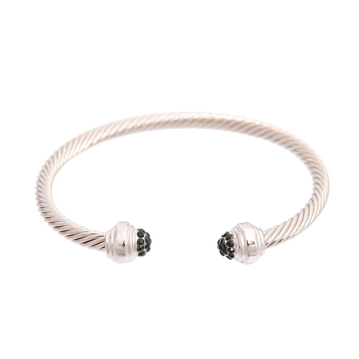 Black Stone Skinny Cable Bangle