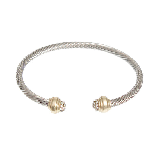 Two Tone Skinny Cable Bangle