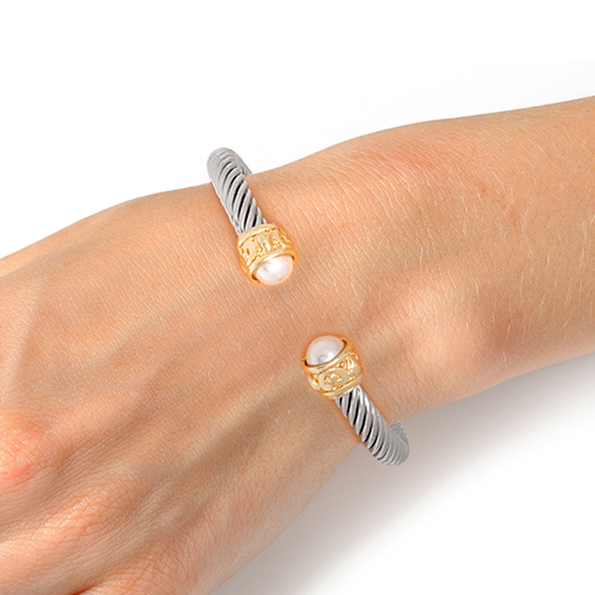 Two Tone Medium Cable Bangle