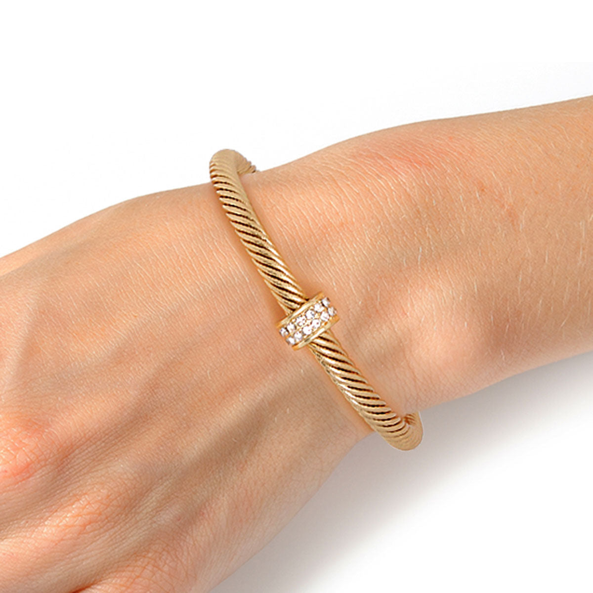 Gold Bar Cable Bangle