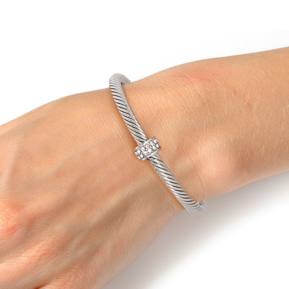 Silver Bar Cable Bangle