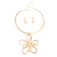 Gold Rigid Metal Flower Necklace