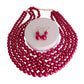 Fuchsia Pearl 5 Strand Set