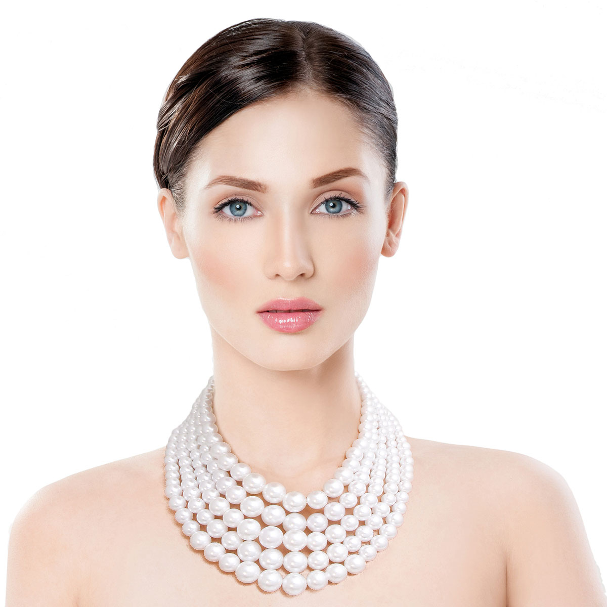 White Pearl Graduated 5 Strand Set