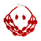 Red Wooden Flat Bead 3 Strand Necklace