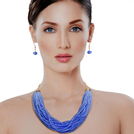 34 Strand Blue Bead Necklace