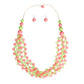Long Pink Green Marbled Necklace