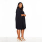3XL Black Pleated Cape Dress