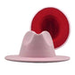 Fedora Light Pink Red Two Tone Wide Brim Hat Women