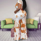 XL White Brown Clear Belt Jumpsuit