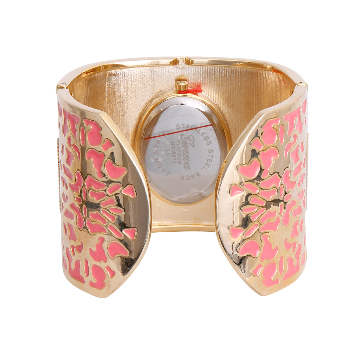 Pink Gold Tone Wide Bangle Watch