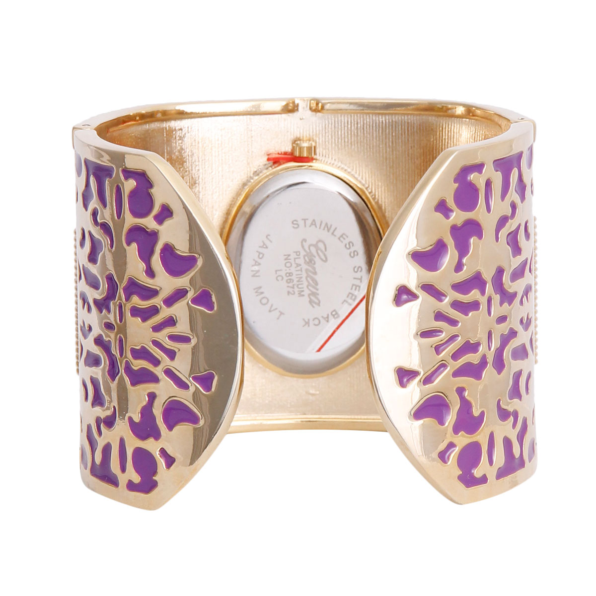 Purple Gold Tone Wide Bangle Watch