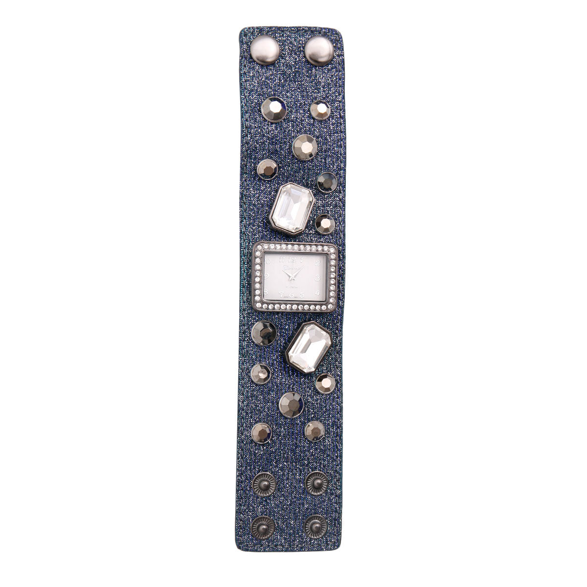 Purple Blue Glitter Snap Cuff Watch