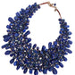 Dark Purple Blue Bead and Copper Bib Necklace